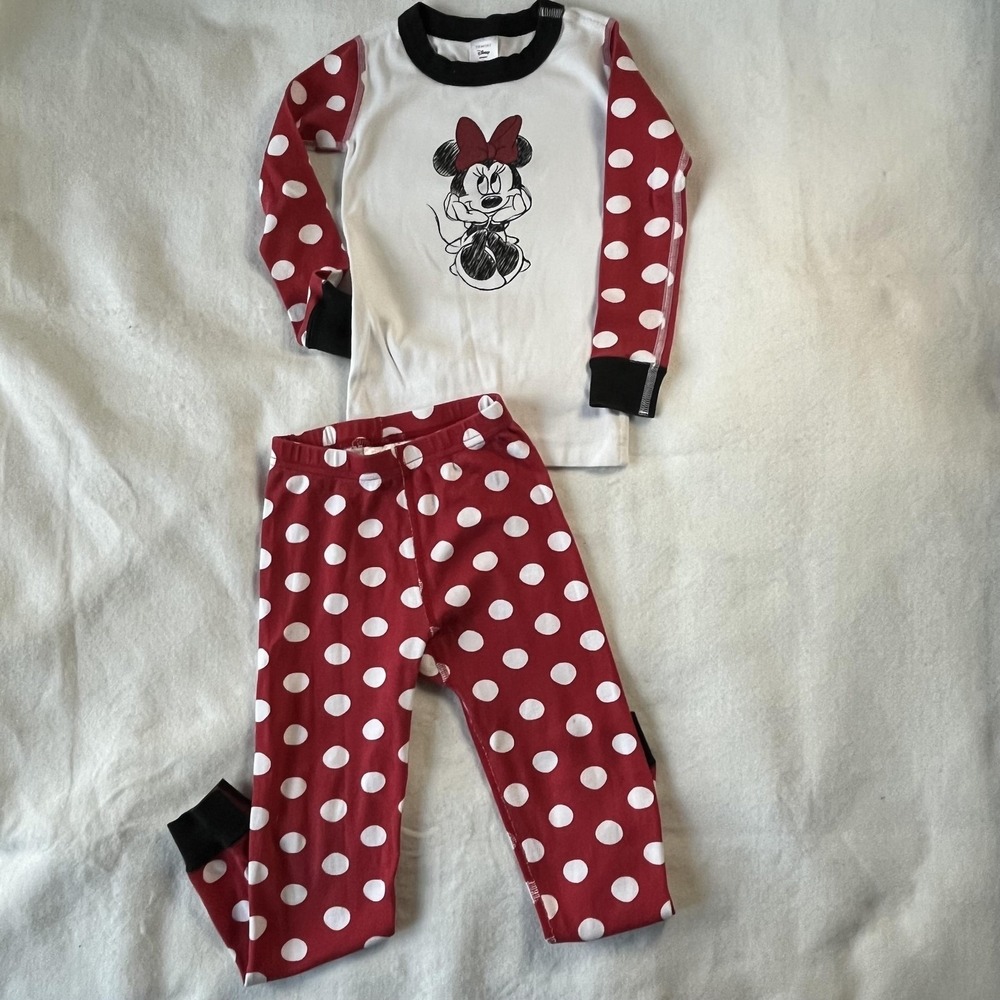 Hanna Andersson Disney Minnie Mouse Pajamas Sz 5 Red Polka Dot Organic Cotton